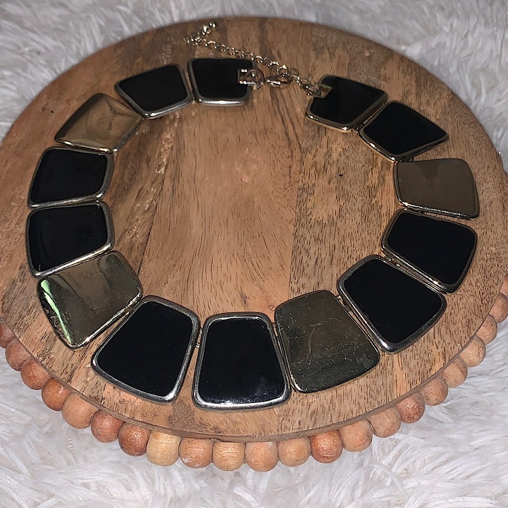 Gold and black necklace